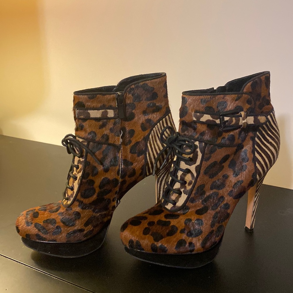 Sam Edelman Mixed Media Printed Platform Booties